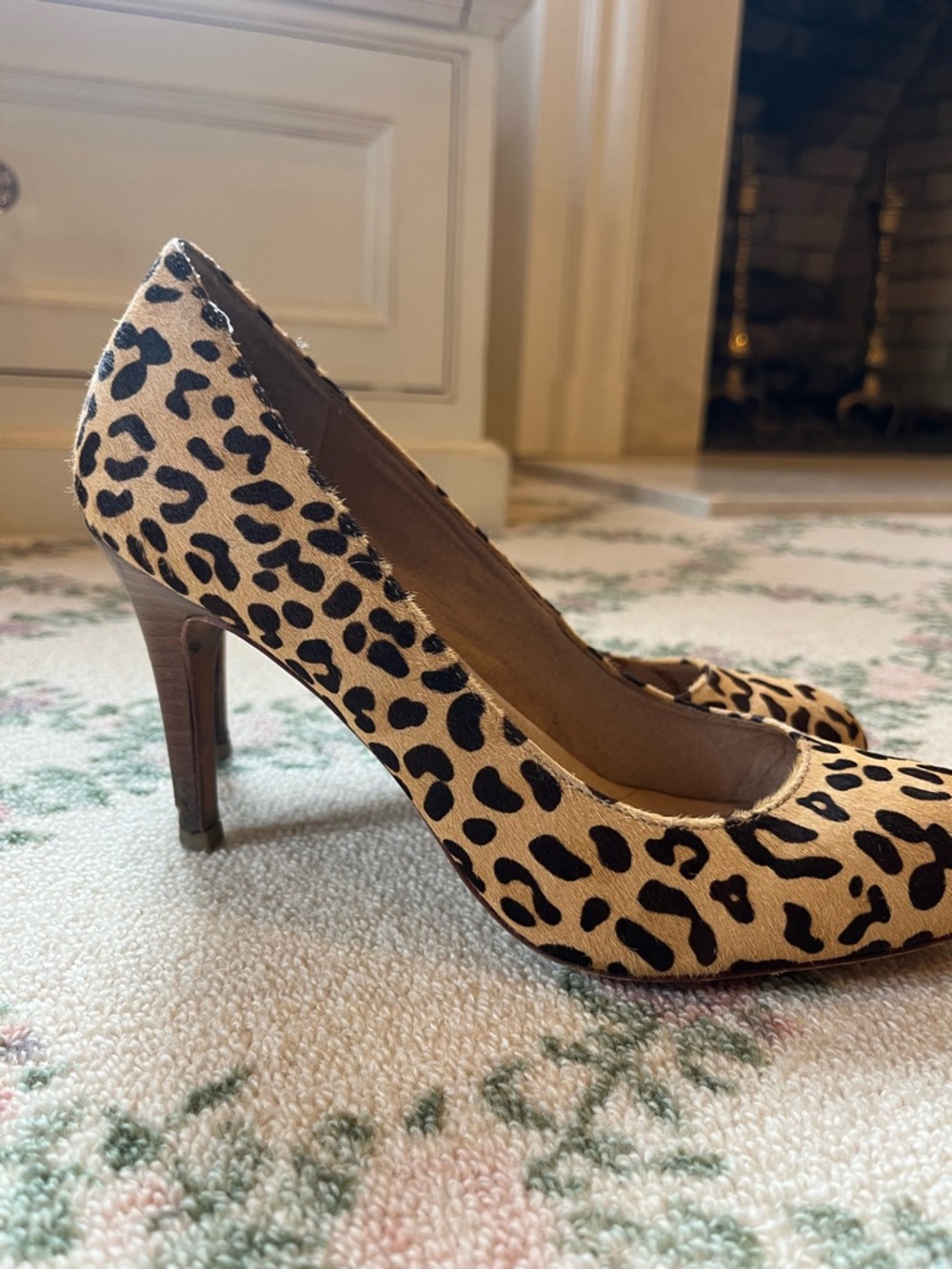 Lands' End Leopard Print rounded Toe Heel - Beige and Black